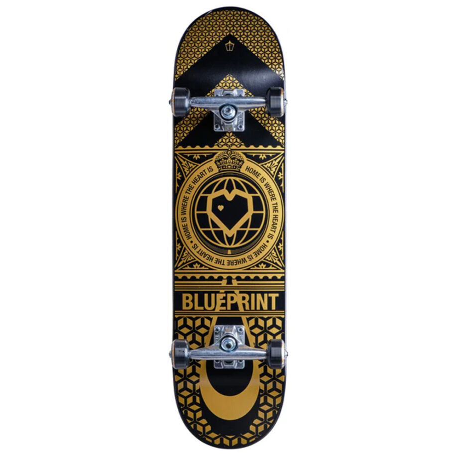 BluePrint 8.125 Home Heart Black Gold Skateboard Kaykay