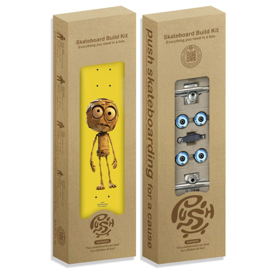Push 7.25 Plywood Guy Yellow Incomplete Skateboard Kaykay