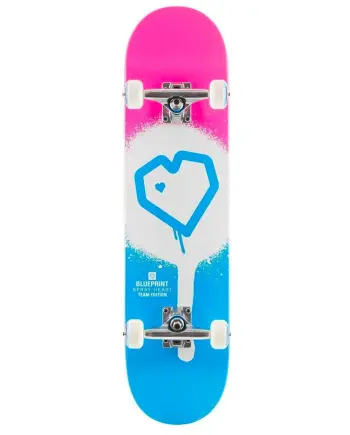 BluePrint 7.75 Spray Heart Blue Pink Skateboard Kaykay