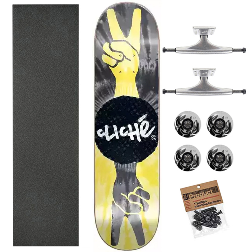 Cliche 8,0 Peace Yellow Black Ulti Skateboard Kaykay