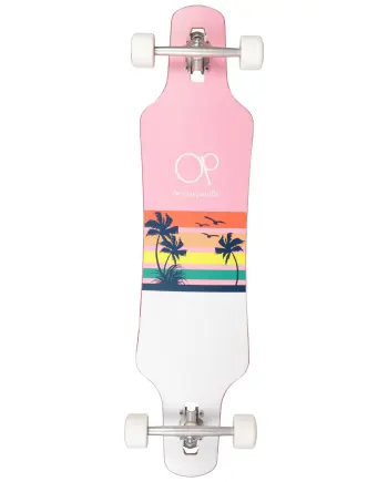 Ocean Pacific 39’’ Drop Through Sunset Pink White Longboard