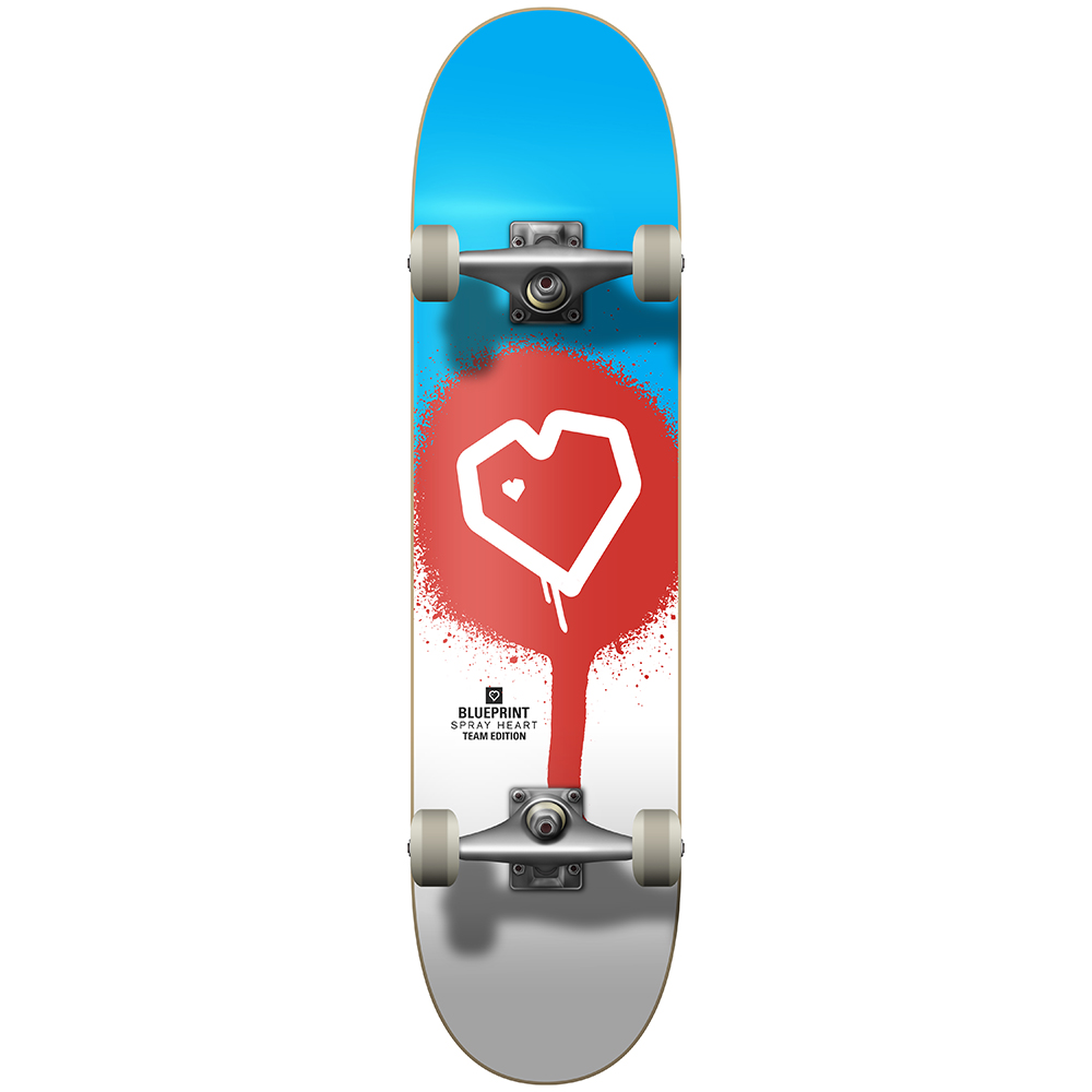 BluePrint 8.25 Spray Heart Blue Red White Skateboard Kaykay