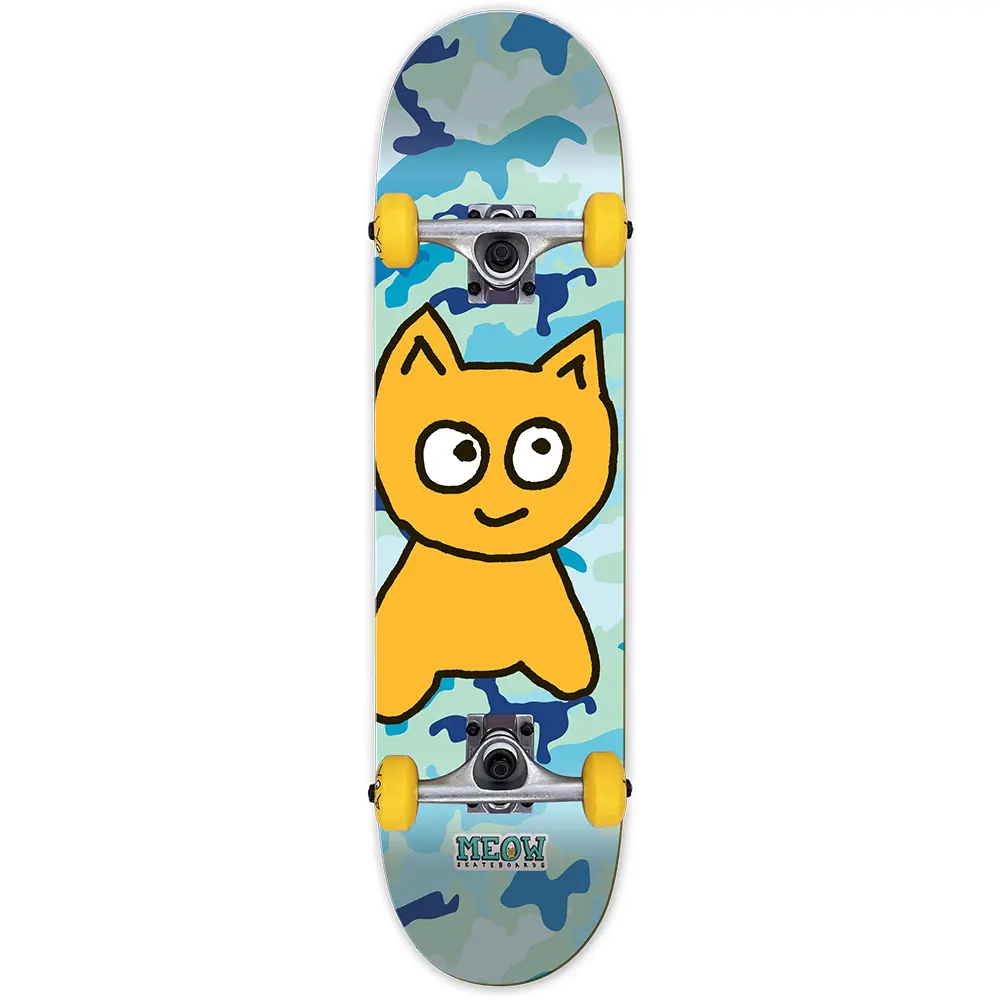 Meow 7.5 Big Cat Camo Blue Skateboard Kaykay