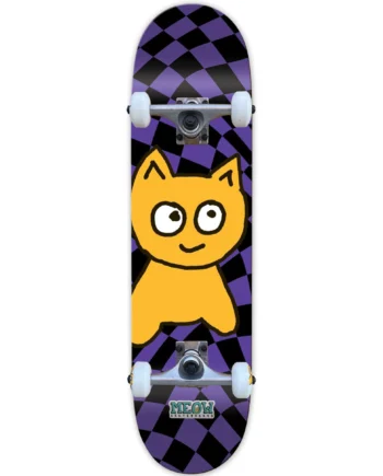 Meow 8.25 Big Cat Checker Twist Purple Skateboard Kaykay