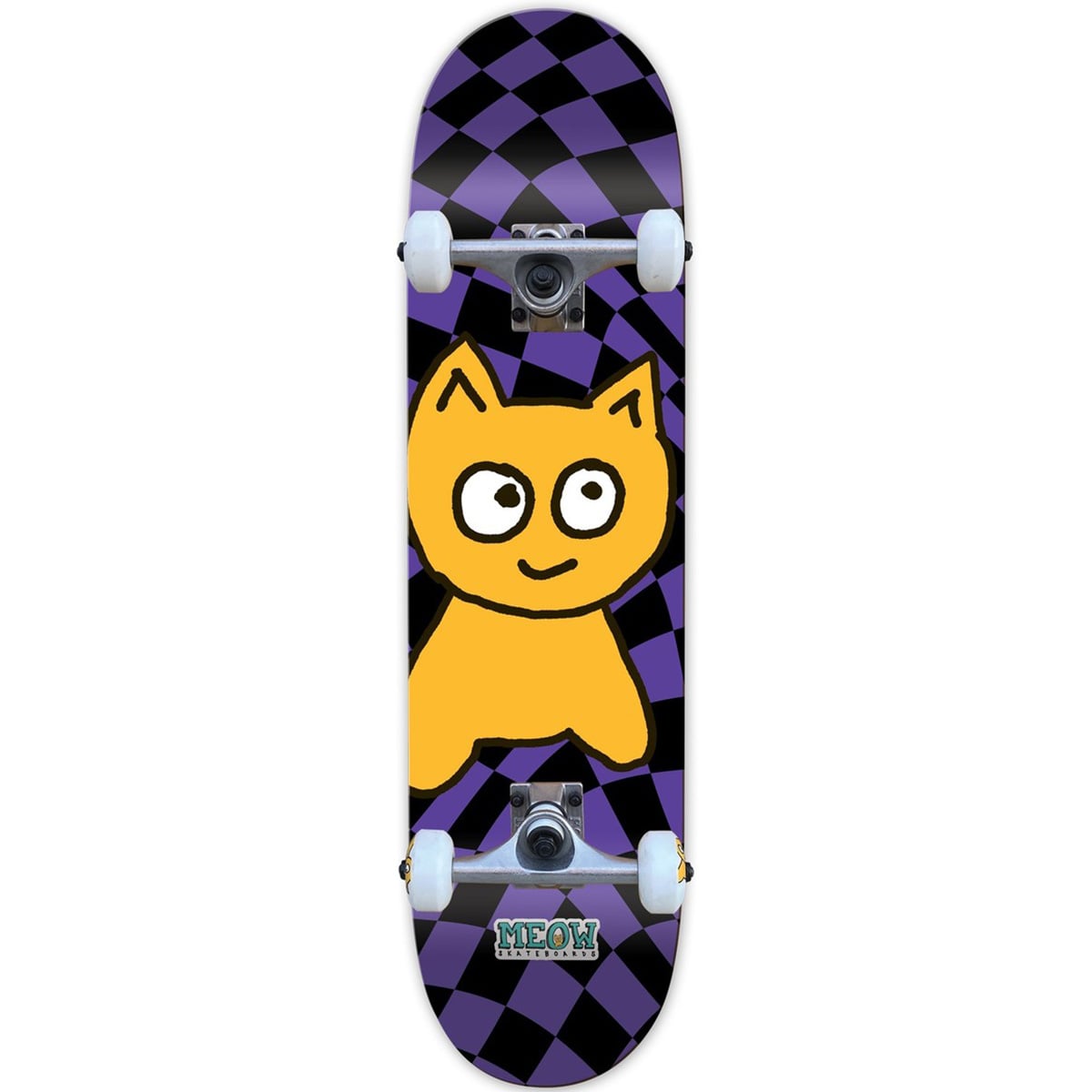 Meow 8.25 Big Cat Checker Twist Purple Skateboard Kaykay 1 Meow 8.25 Big Cat Checker Twist Purple Skateboard Kaykay