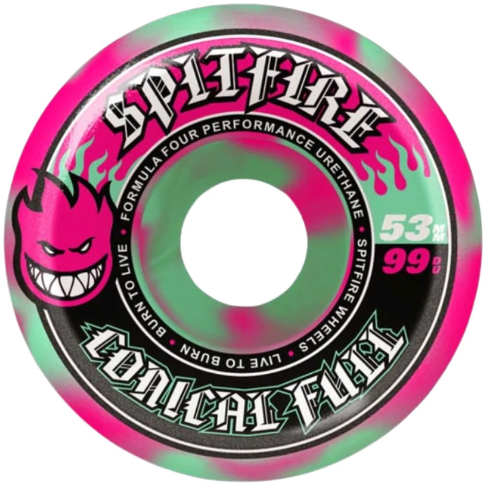 Spitfire F4 99 Conical Full Teal Pink Swirl 53mm Tekerlek Seti 1 Spitfire F4 99 Conical Full Teal Pink Swirl 53mm Tekerlek Seti